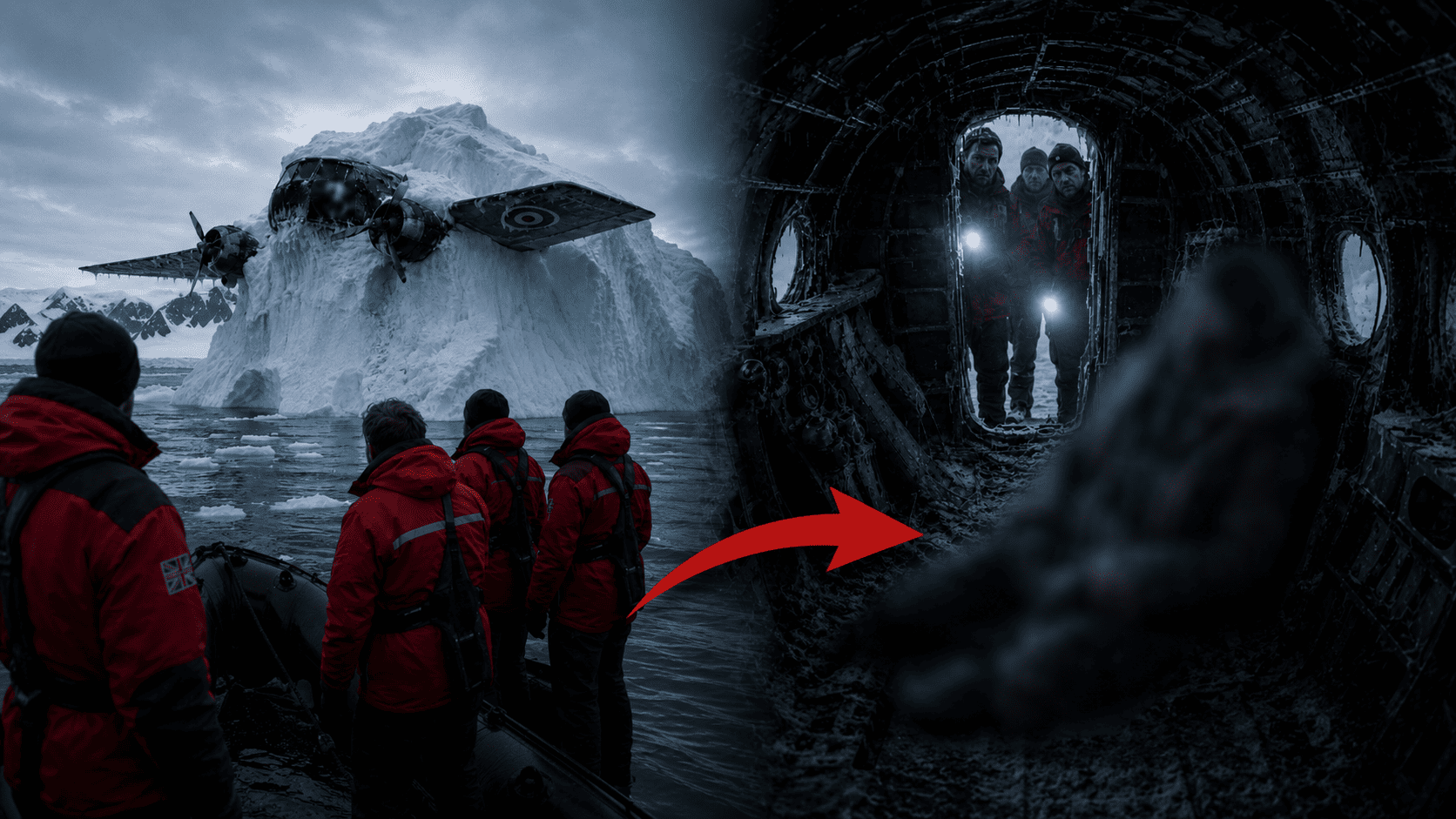 British Explorers Found an Old Transport Plane Frozen in an Iceberg. But When They Saw What Was Hidden Inside, They All Turned Pale.